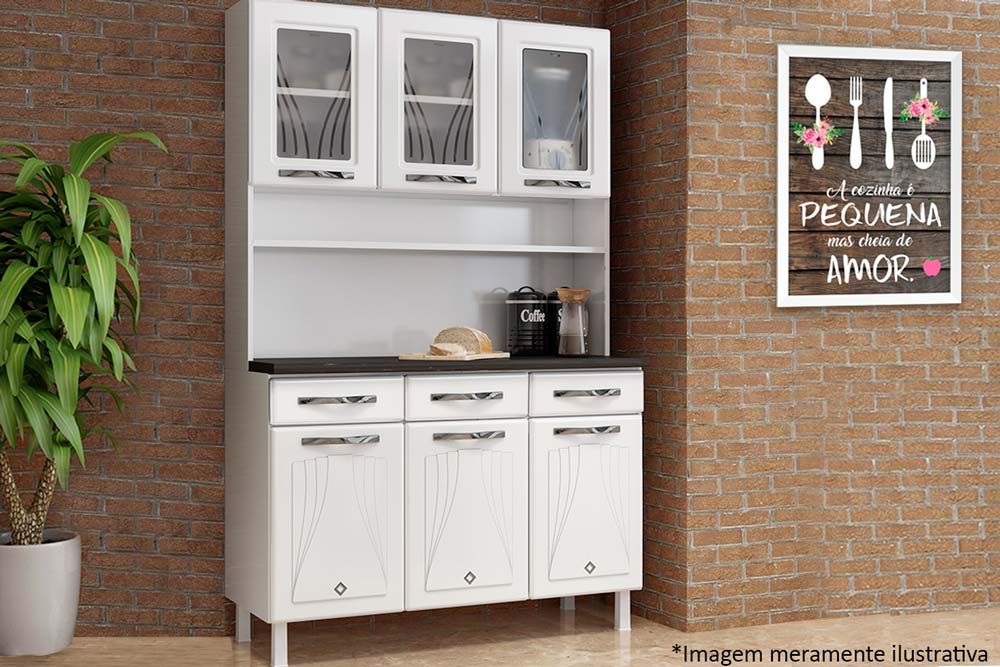 Cozinha Compacta Telasul Kit Star New Aço c/6 Portas e 3 Gavetas 120cm
