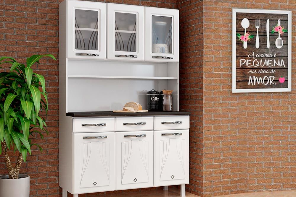 Cozinha Compacta Telasul Kit Star New Aço c/6 Portas e 3 Gavetas 120cm