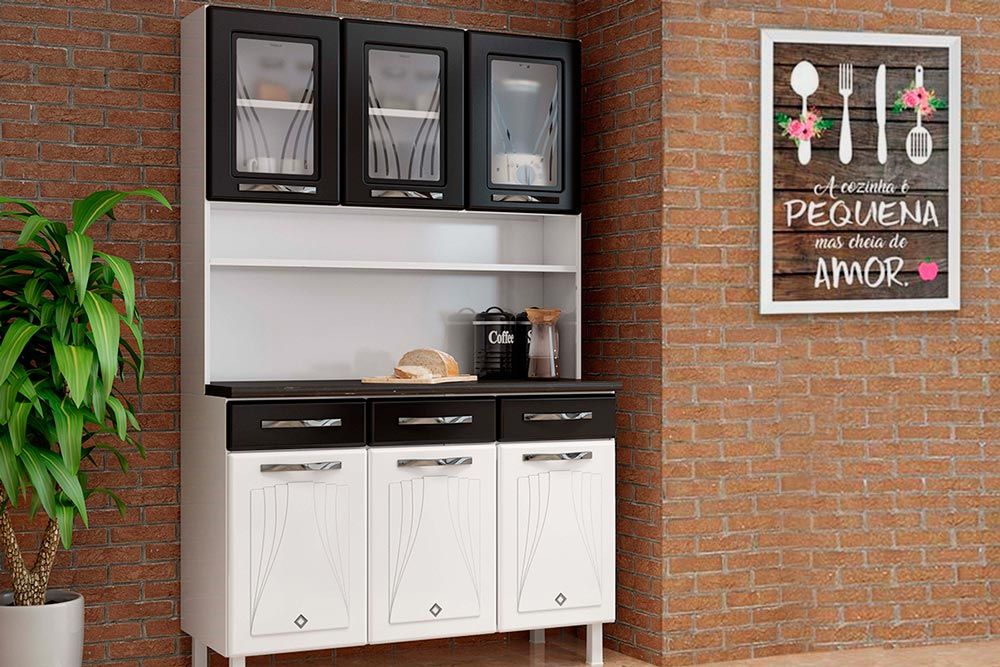 Cozinha Compacta Telasul Kit Star New Aço c/6 Portas e 3 Gavetas 120cm