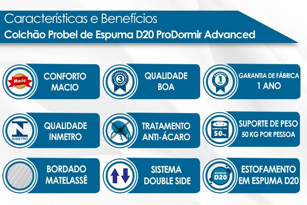 Colchão D20 Probel ProDormir Advanced Colchão D20 Probel ProDormir Advanced