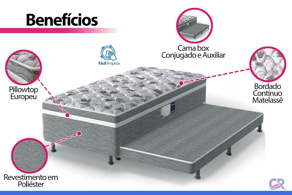 Cama Box c/Aux Conjugado c/Colchão Advanced Probel
