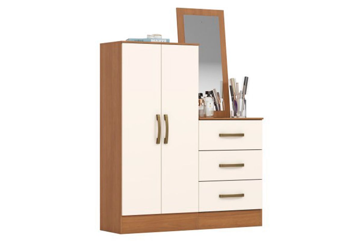 Cômoda Briz B700 c/2 Portas e 3 Gavetas HennCinamomo/Off White