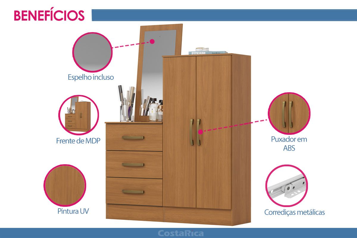 Cômoda Briz B700 c/2 Portas e 3 Gavetas Henn Cômoda Briz B700 c/2 Portas e 3 Gavetas Henn