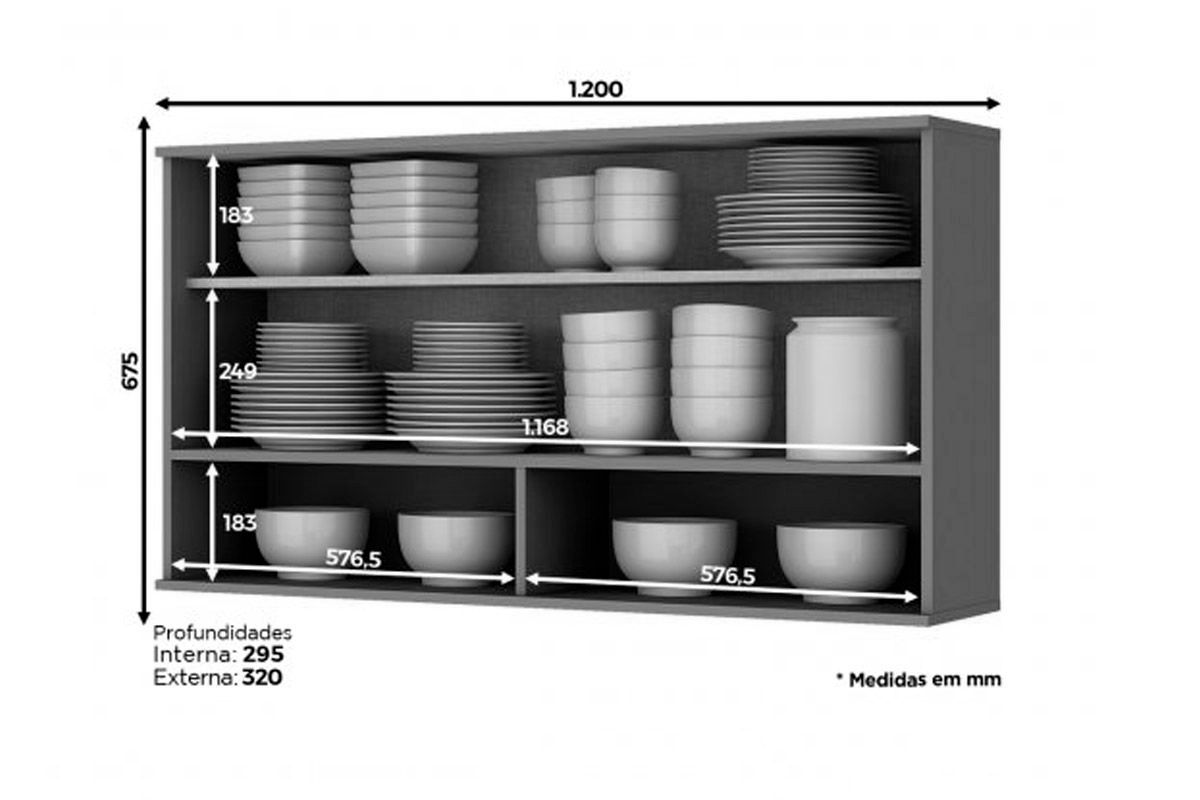 Armário Aéreo Cozinha Henn Connect c/1 Porta c/Vidro 120cm Armário Aéreo Cozinha Henn Connect c/1 Porta c/Vidro 120cm
