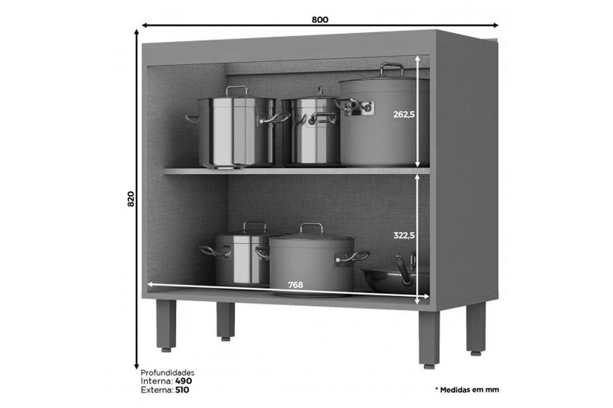 Balcão Cozinha Henn Connect c/2 Portas s/Tampo 80cm Balcão Cozinha Henn Connect c/2 Portas s/Tampo 80cm
