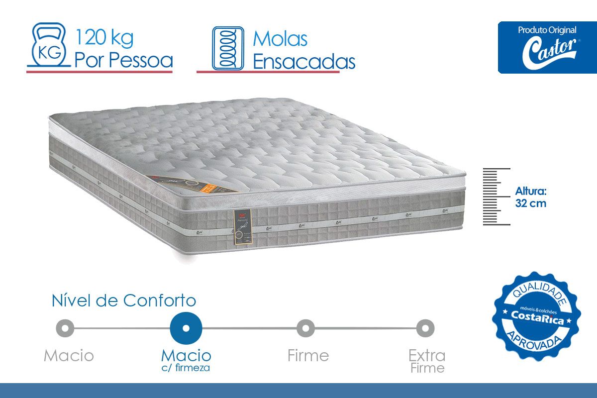 Colchão Molas Ensacadas Castor Premium Gel