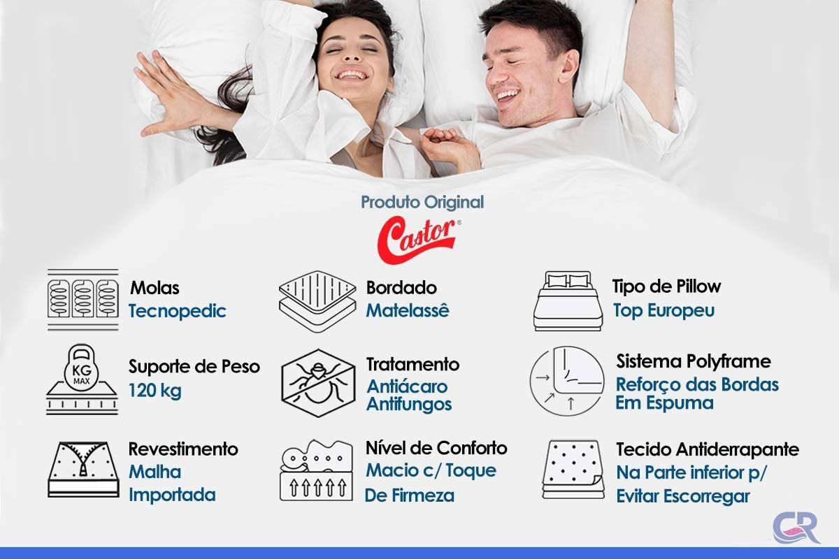 Colchão Molas Tecnopedic Castor Premium Colchão Molas Tecnopedic Castor Premium