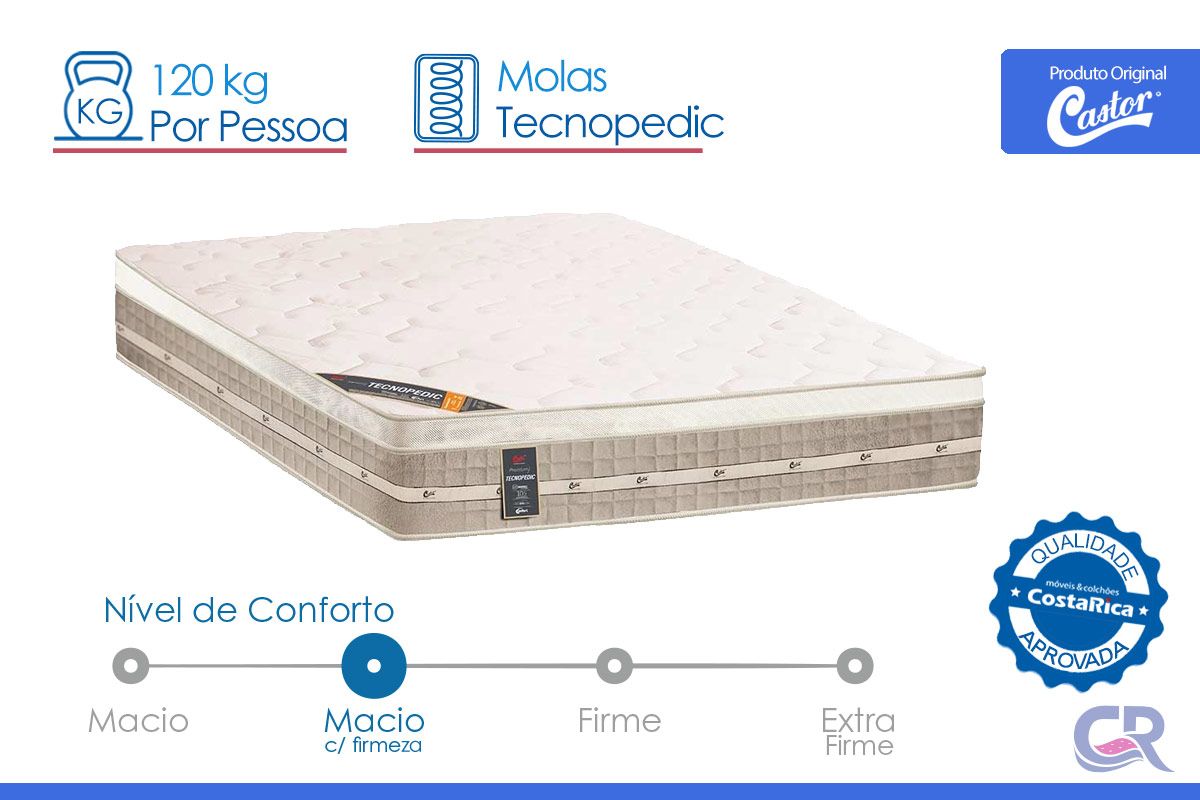 Colchão Molas Tecnopedic Castor Premium Colchão Molas Tecnopedic Castor Premium