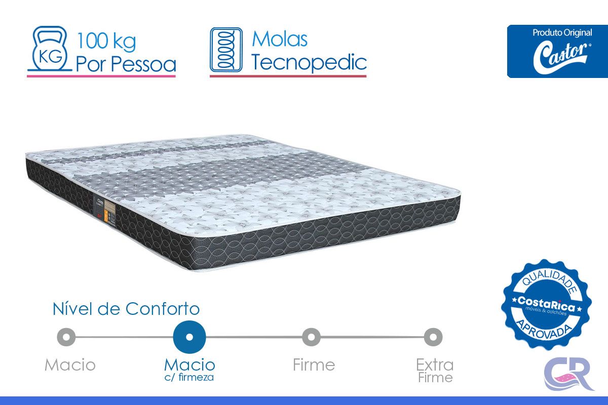 Colchão Molas Tecnopedic Castor Class Slim Colchão Molas Tecnopedic Castor Class Slim
