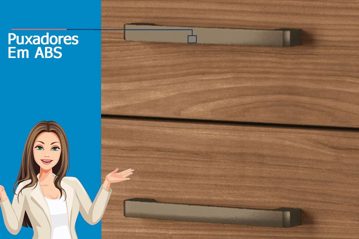 Cômoda de Quarto Master c/ 2 Portas 1 Nicho e 4 Gavetas c/ Rodízio - Santos Andirá