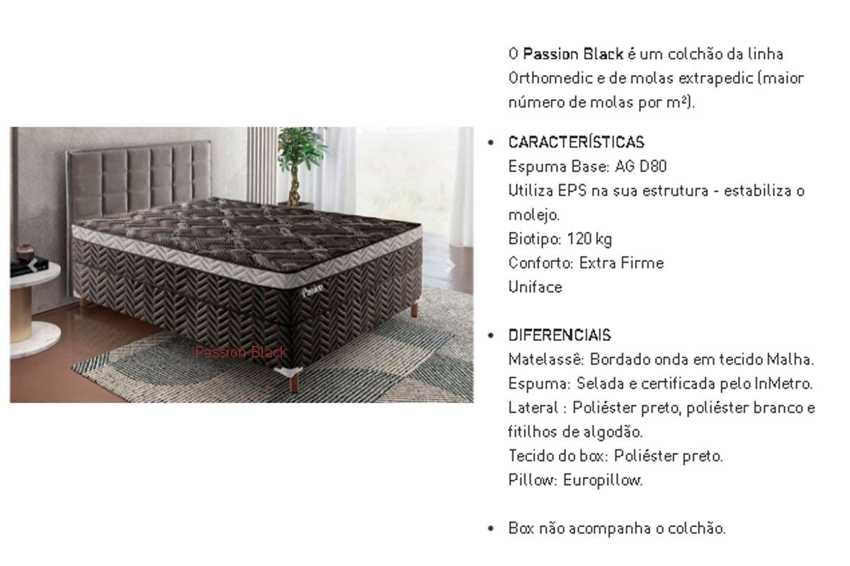 Colchão Molas Extrapedic Paropas Passion Colchão Molas Extrapedic Paropas Passion