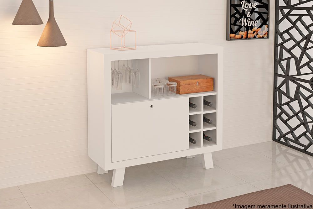 Bar de Sala Jantar AD5002 c/ 1 Porta e Adega p/ 6 Garrafas - Tecno Mobili Bar de Sala Jantar AD5002 c/ 1 Porta e Adega p/ 6 Garrafas - Tecno Mobili