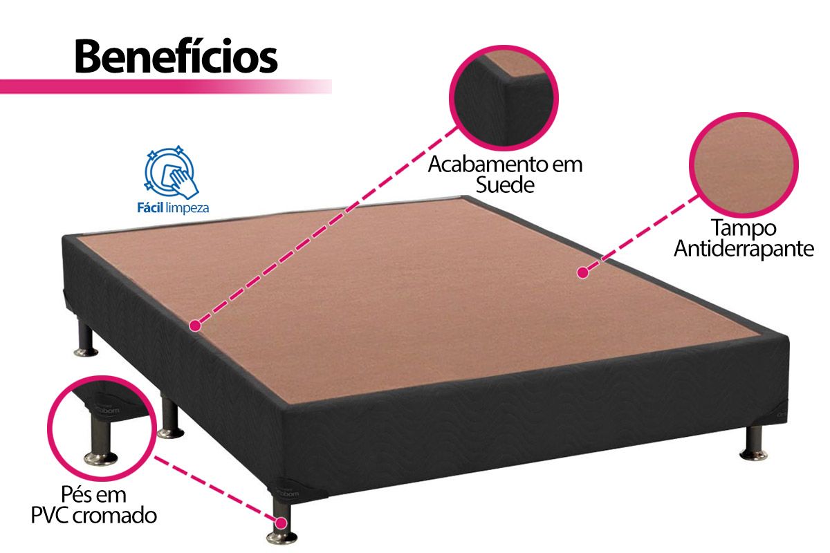 Cama Box Ortobom Suede Gray Cama Box Ortobom Suede Gray