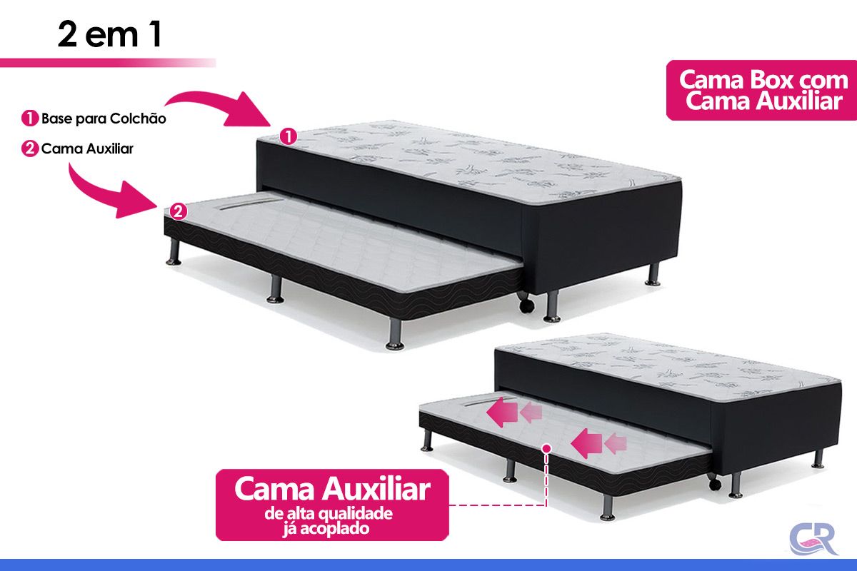 Cama Box c/Aux CRC +Colchão Nero Black Ortobom