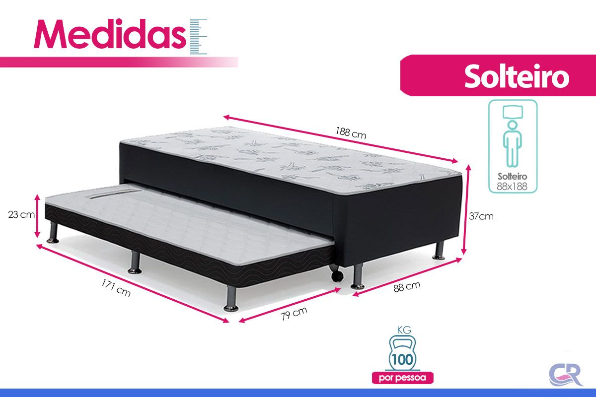 Cama Box c/Aux CRC +Colchão Nero Black Ortobom