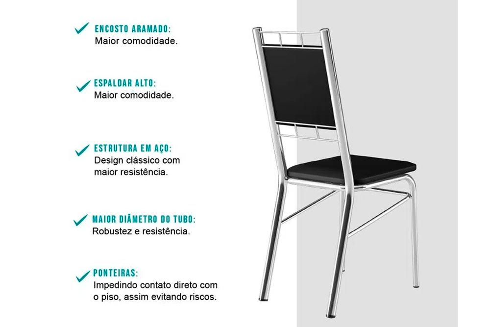 Cadeira Jantar 1724 Aço Kit 2 Uni Carraro Cadeira Jantar 1724 Aço Kit 2 Uni Carraro