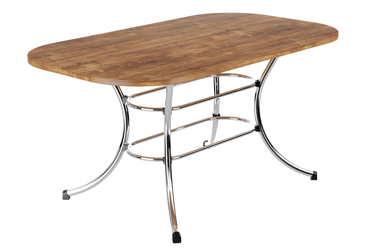 Mesa Jantar 1547 Aço c/Tampo Madeirado 160cm Carraro