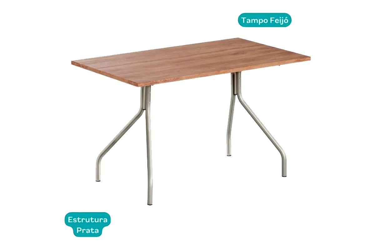 Mesa Jantar 1556 Aço c/Tampo Madeirado 136x80cm Carraro