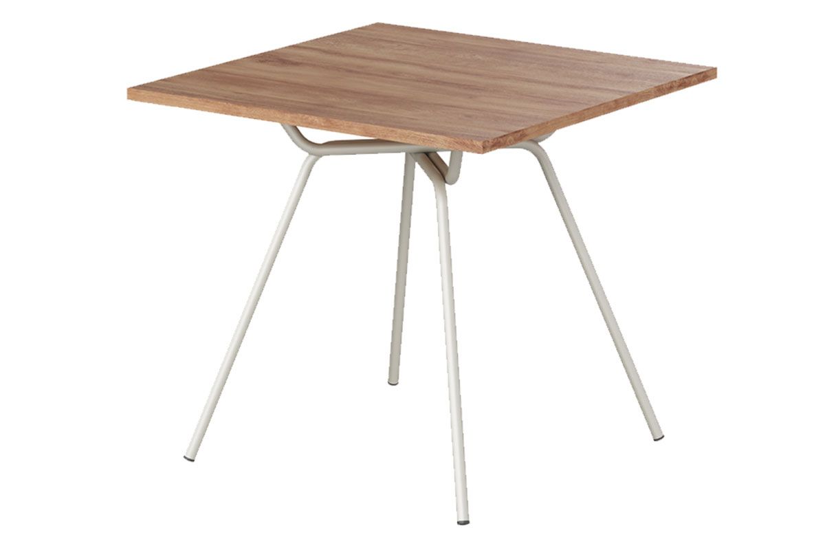 Mesa Jantar 1557 Aço c/Tampo Madeirado 90x90cm Carraro