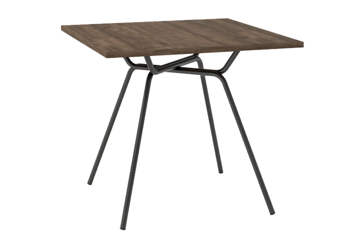 Mesa Jantar 1557 Aço c/Tampo Madeirado 90x90cm CarraroPreto/Legno