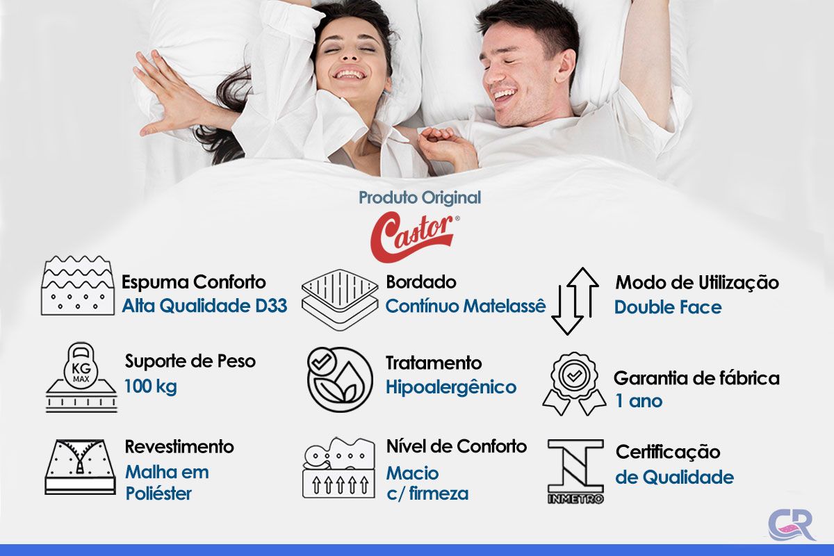 Colchão D33 Castor Black White DF Colchão D33 Castor Black White DF