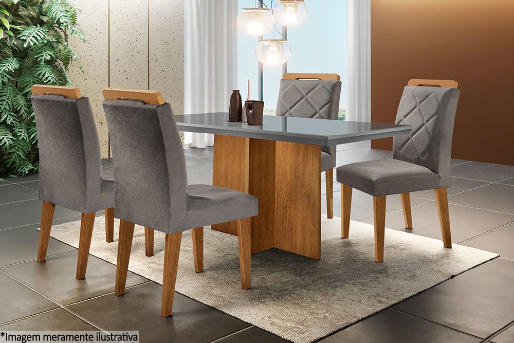 Mesa Jantar Berlim c/Tampo MDF/Vidro 120cm Rufato Mesa Jantar Berlim c/Tampo MDF/Vidro 120cm Rufato