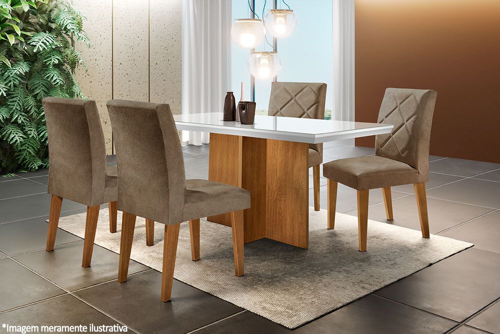 Mesa Jantar Berlim c/Tampo MDF/Vidro 120cm Rufato Mesa Jantar Berlim c/Tampo MDF/Vidro 120cm Rufato