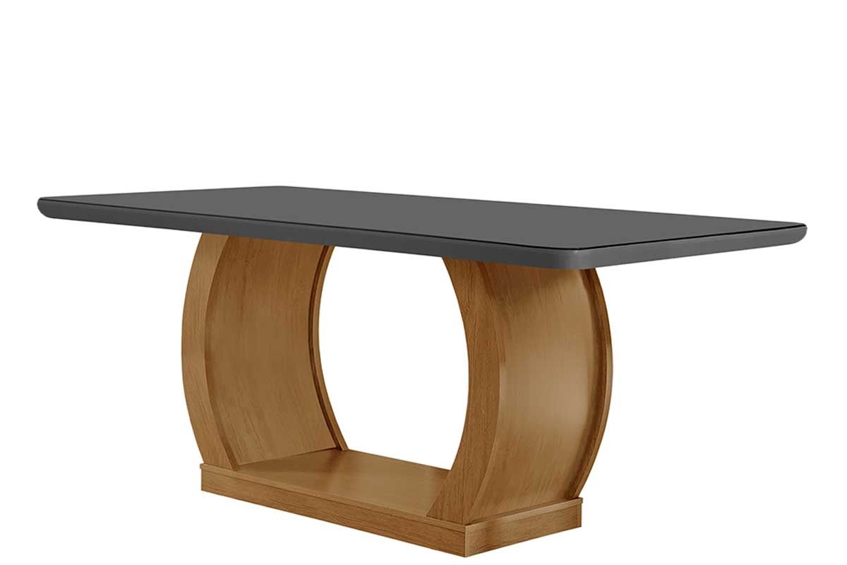 Mesa Jantar Jade c/Tampo MDF/Vidro 180cm RufatoMadeirado c/Vidro Canto Curvo - Imbuia/Grafite Mesa Jantar Jade c/Tampo MDF/Vidro 180cm RufatoMadeirado c/Vidro Canto Curvo - Imbuia/Grafite
