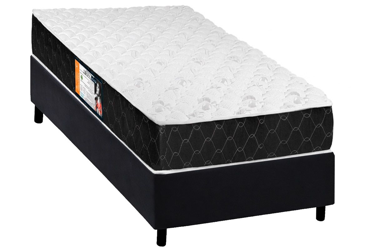 Cama Box CRC +Colchão Espuma D33 Black White Castor