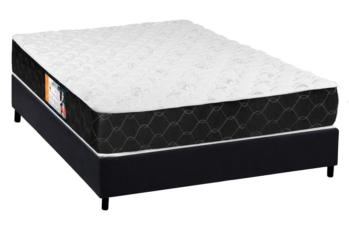 Cama Box CRC +Colchão Espuma D33 Black White Castor