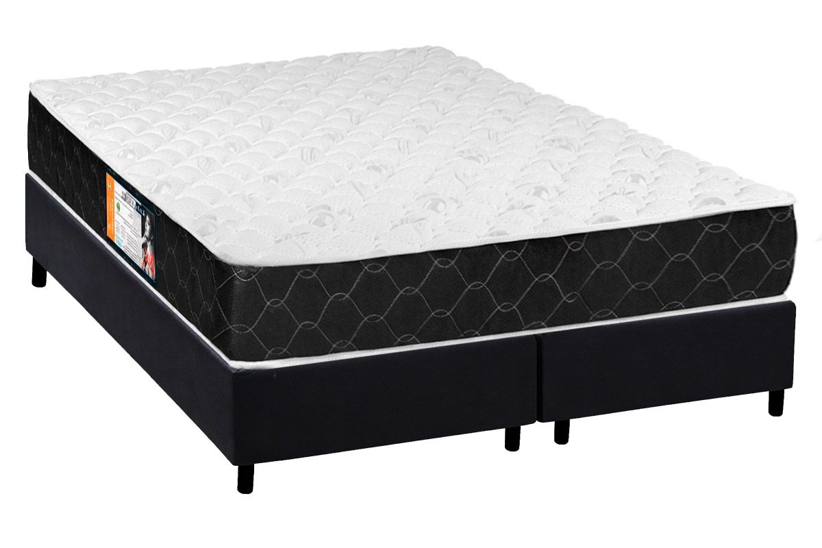 Cama Box CRC +Colchão Espuma D33 Black White Castor