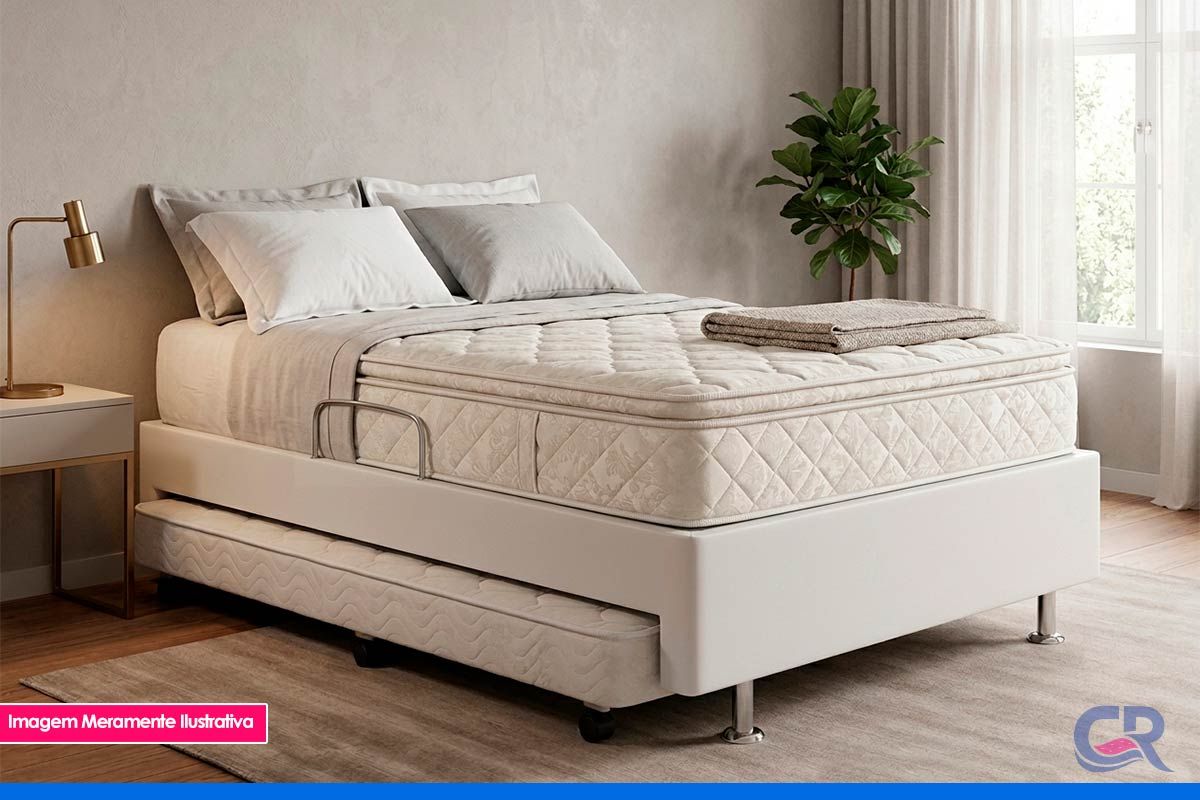 Cama Box Baú c/Auxiliar Ortobom Corano White