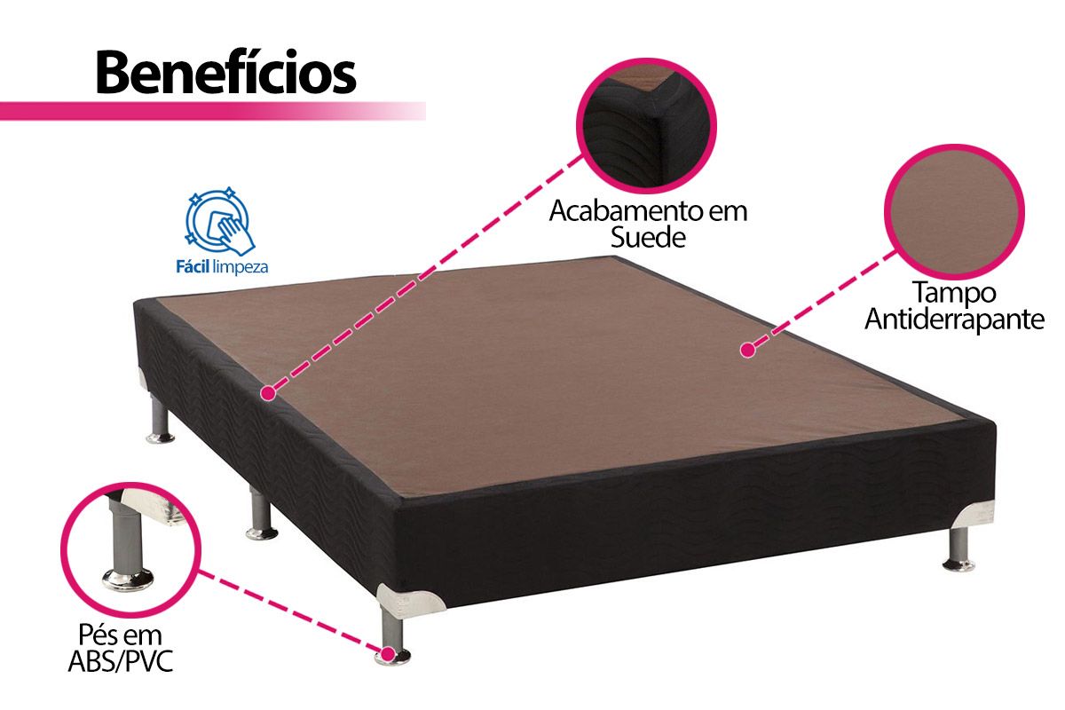 Cama Box Ortobom Suede Black Cama Box Ortobom Suede Black