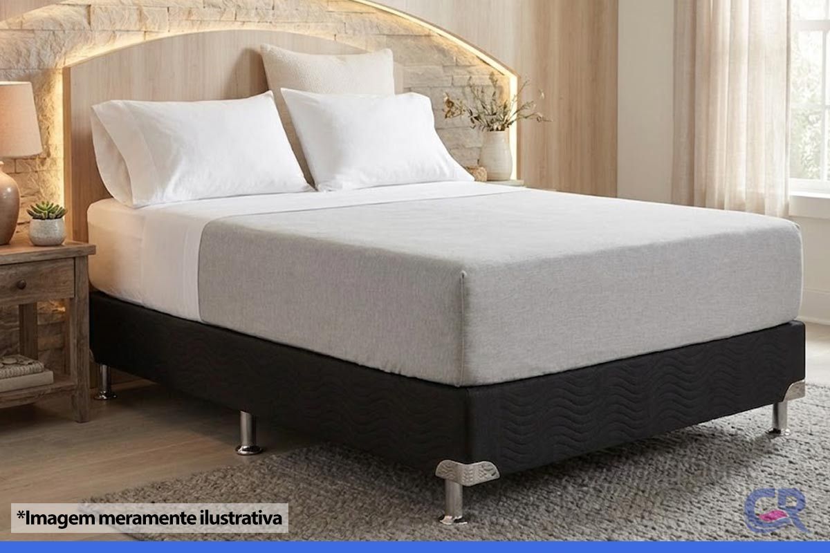 Cama Box Ortobom Suede Black Cama Box Ortobom Suede Black