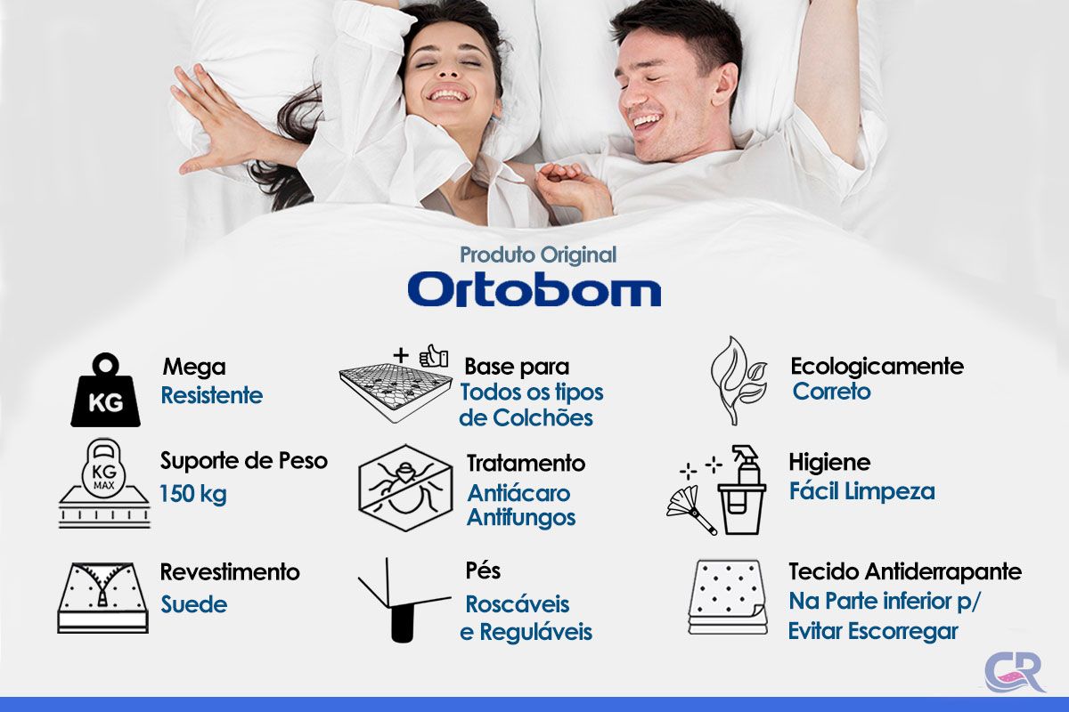 Cama Box Ortobom Suede Black Cama Box Ortobom Suede Black