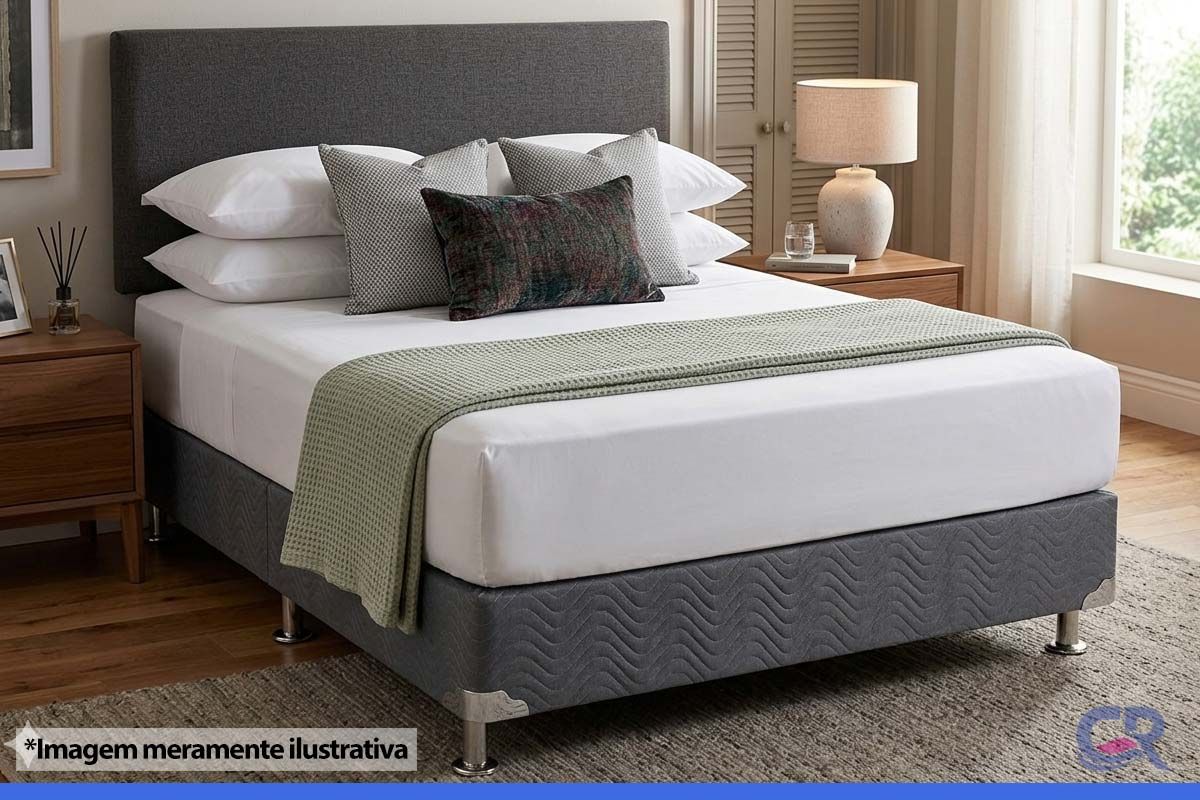 Cama Box Ortobom Physical Suede Gray