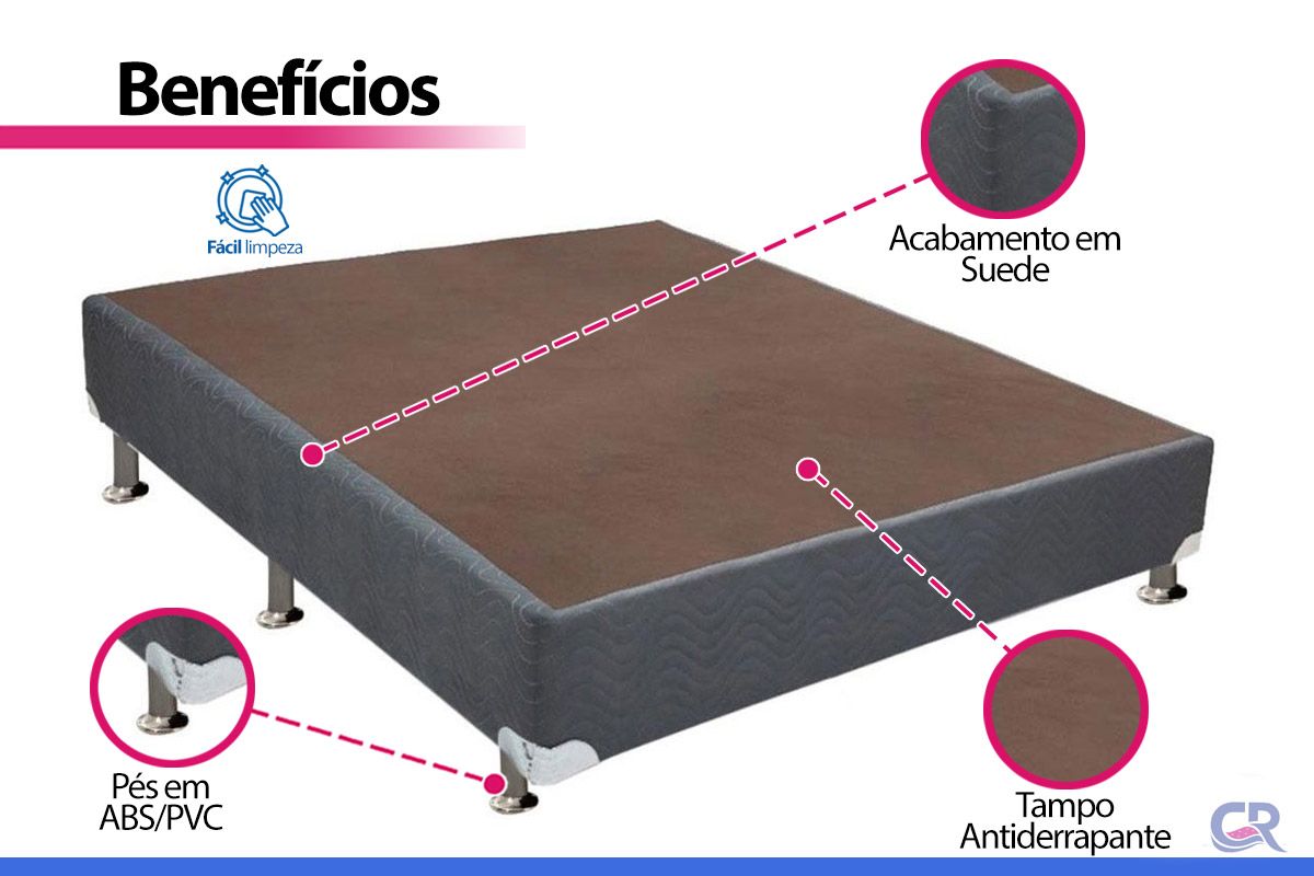 Cama Box Ortobom Physical Suede Gray