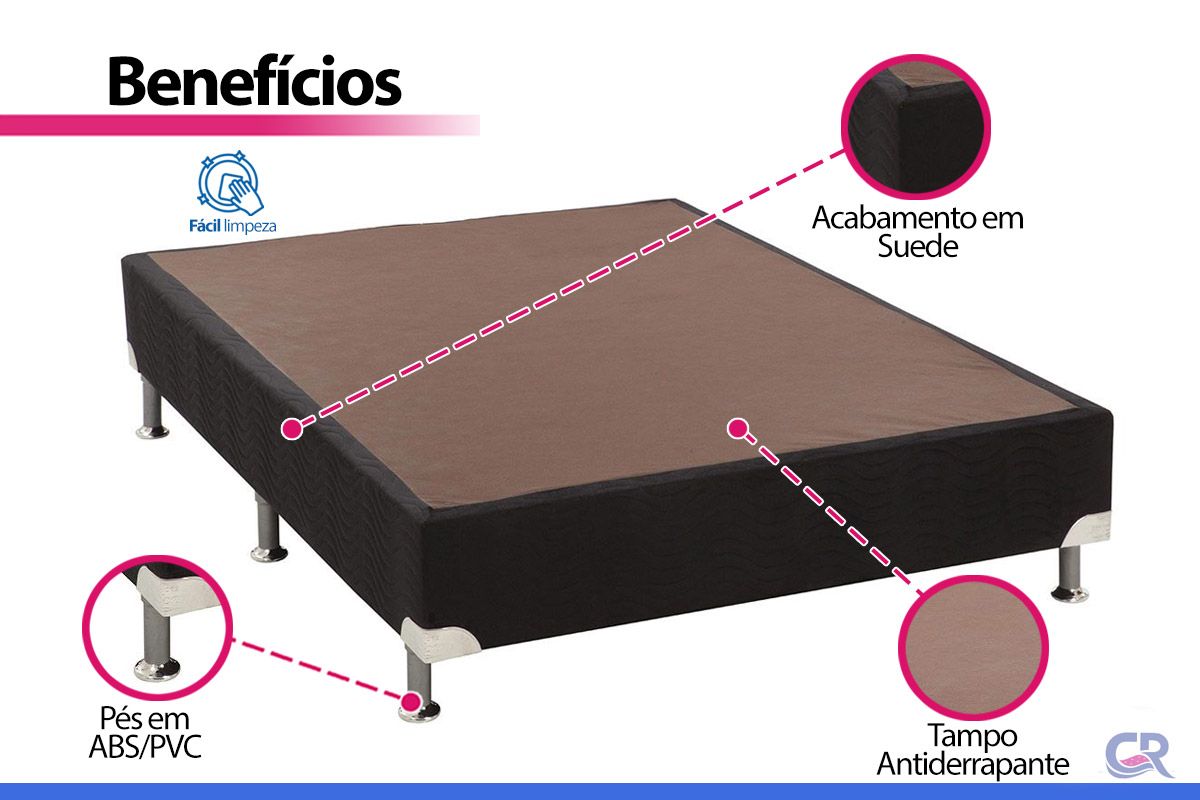 Cama Box Ortobom Physical Suede Black Cama Box Ortobom Physical Suede Black