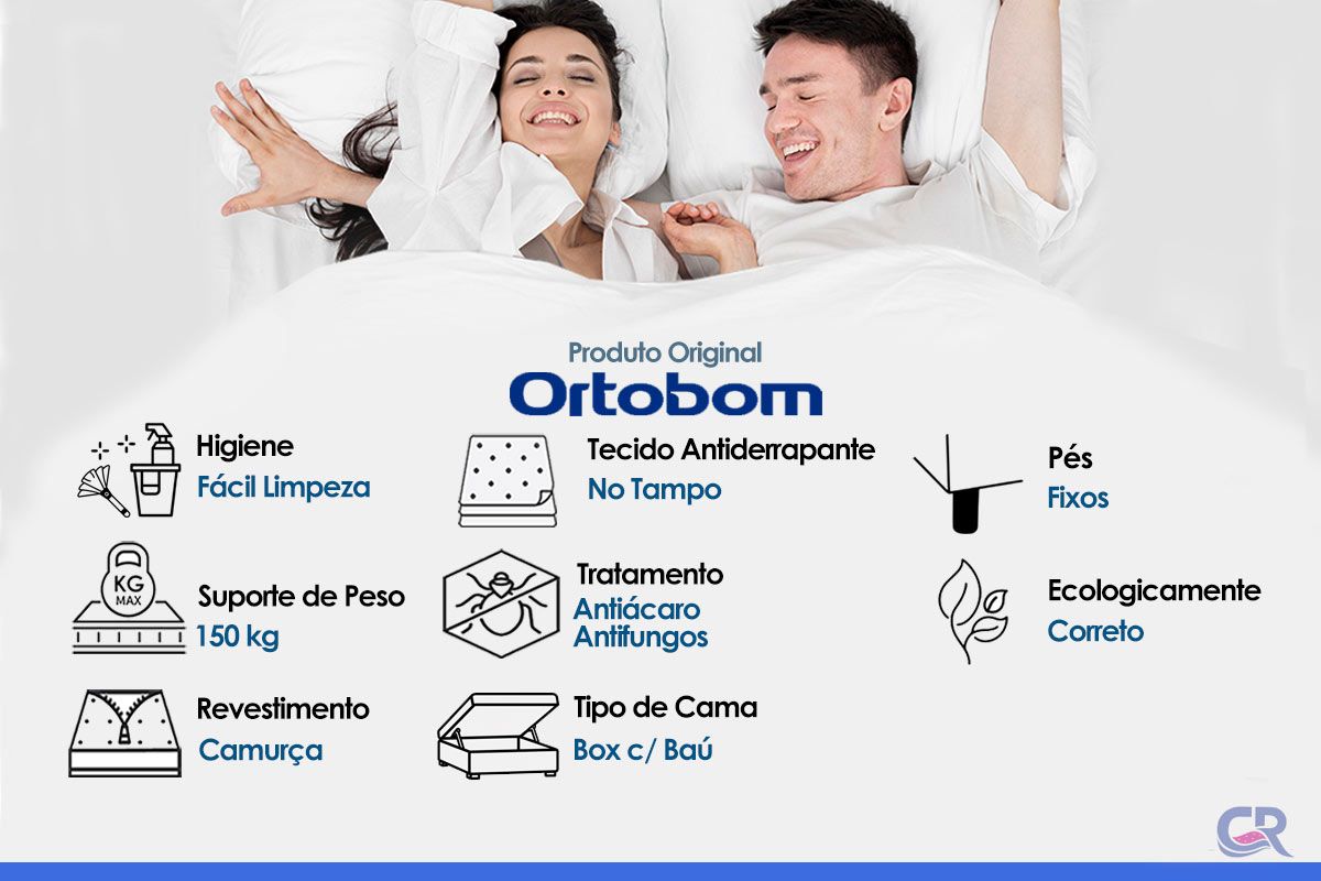 Cama Box Baú Ortobom Light Physical Suede Gray