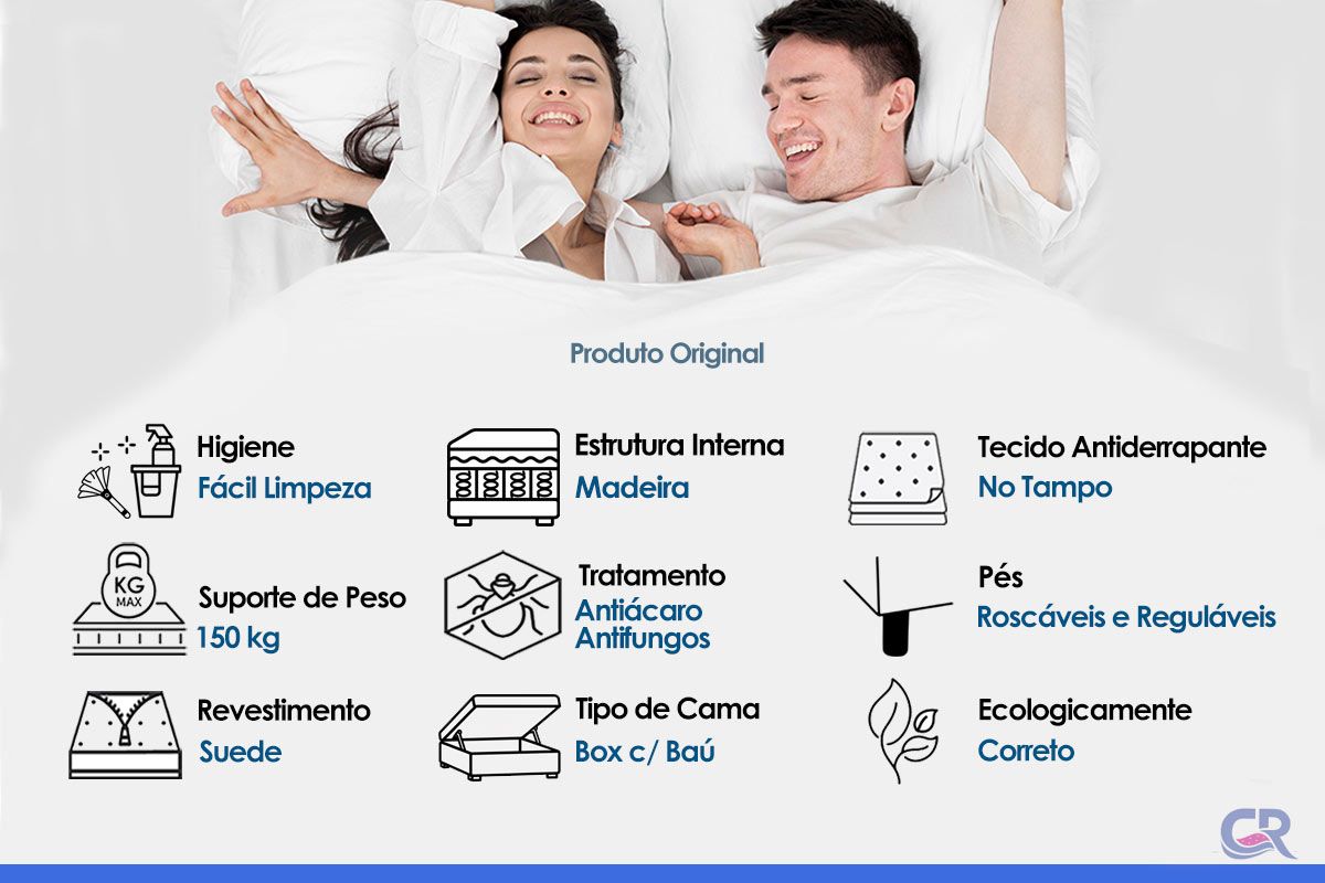 Cama Box Baú Ortobom Light Physical Suede Black Cama Box Baú Ortobom Light Physical Suede Black