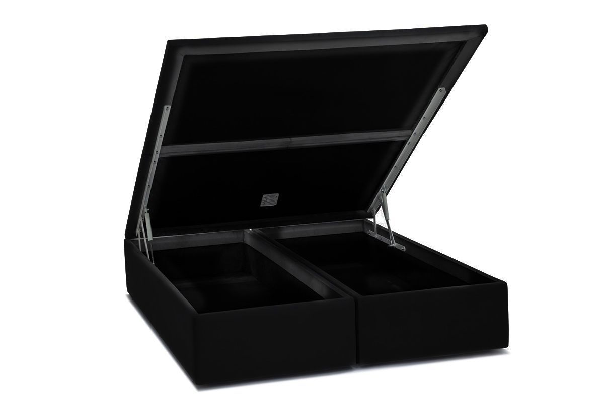 Cama Box Baú Universal Suede Nero Black - OrtobomKing - 193x203x39