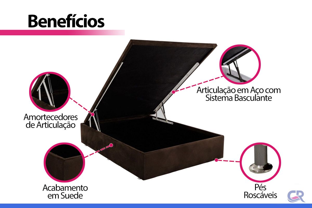 Cama Box Baú Ortobom Light Physical Suede Brown Cama Box Baú Ortobom Light Physical Suede Brown