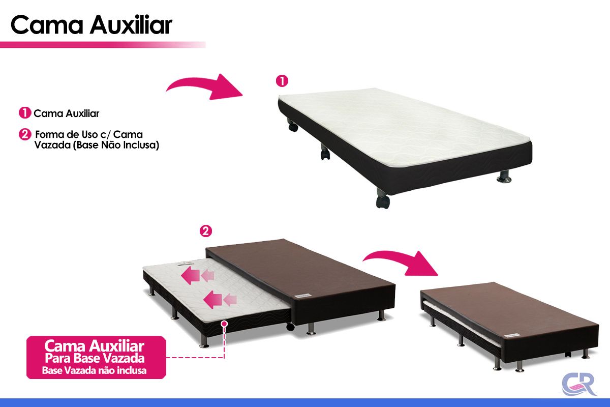 Cama Auxiliar D28 Ortobom Bordado Black Cama Auxiliar D28 Ortobom Bordado Black