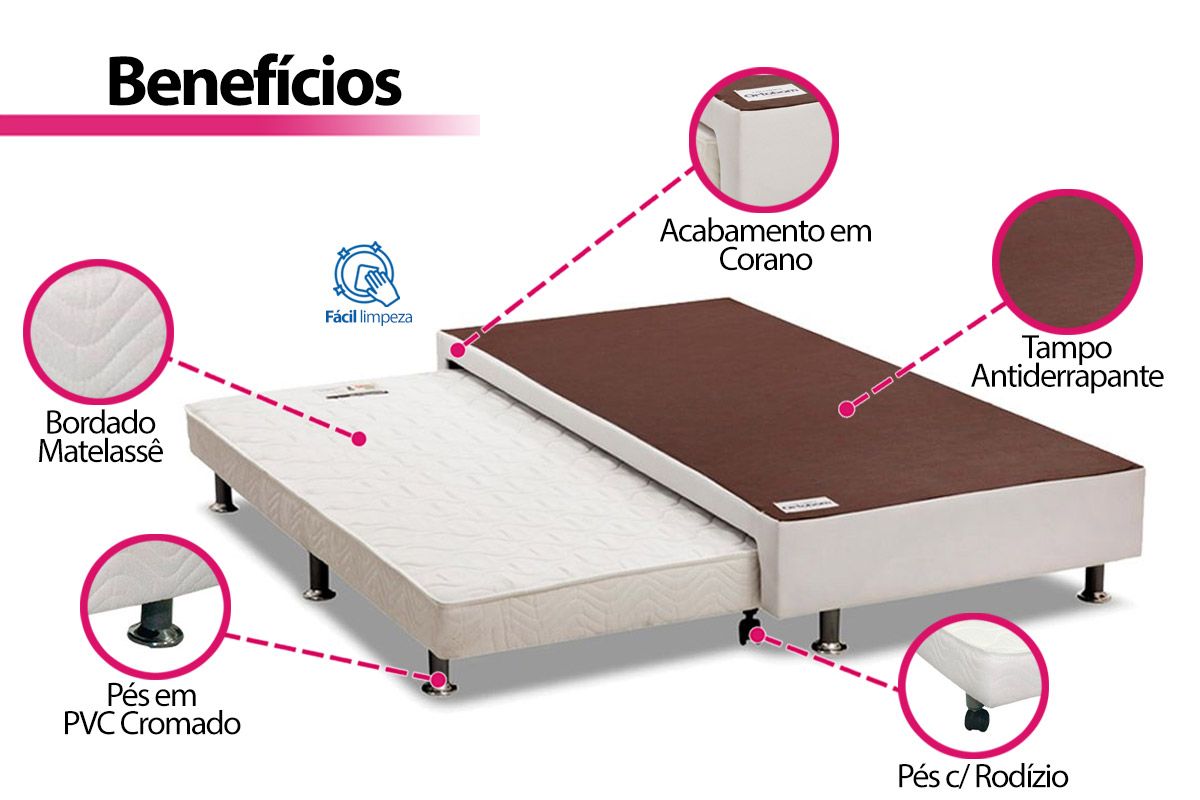 Cama Box c/Auxiliar Ortobom Corano White