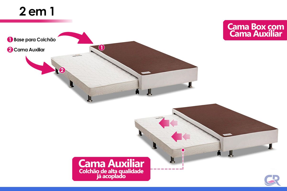 Cama Box c/Auxiliar Ortobom Corano White