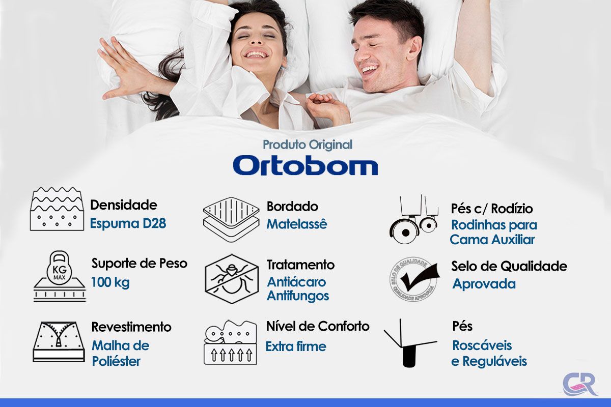 Cama Box c/Auxiliar Ortobom Corano White