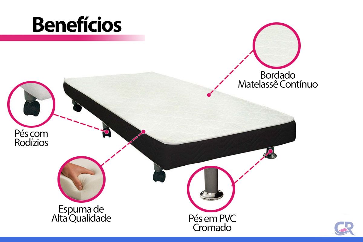 Cama Box Baú c/Auxiliar Ortobom Corano Black