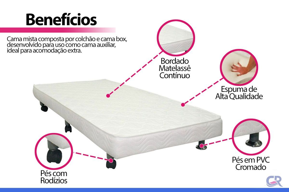 Cama Box Baú c/Auxiliar Ortobom Corano White