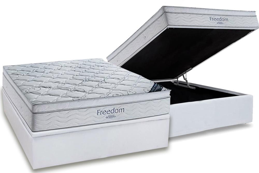 Cama Box Baú CRC +Colchão Molas Freedom Ortobom