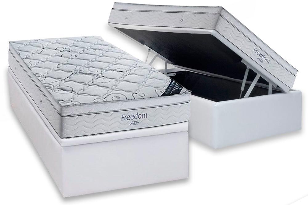 Cama Box Baú CRC +Colchão Molas Freedom Ortobom